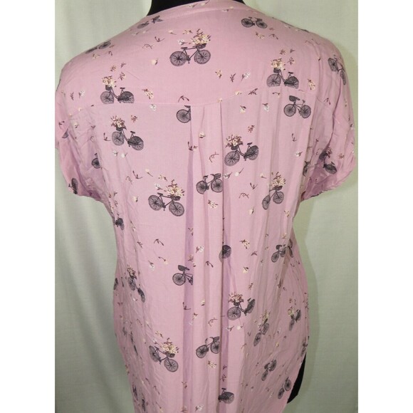 Torrid Women's Pink Bicycle Floral Print Dolman Sleeve Challis Blouse Plus 1X - Picture 8 of 14